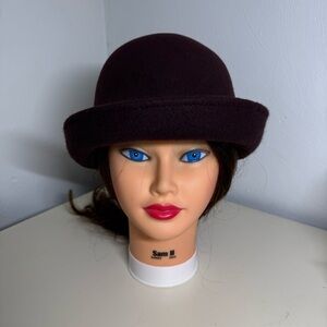 Vintage New York Hat Co "Harari" Women's Felt Wool Hat Brown Sz 57-58 Made USA